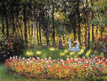 フラワーズ Painting - 庭にいる芸術家の家族 クロード・モネ 印象派の花